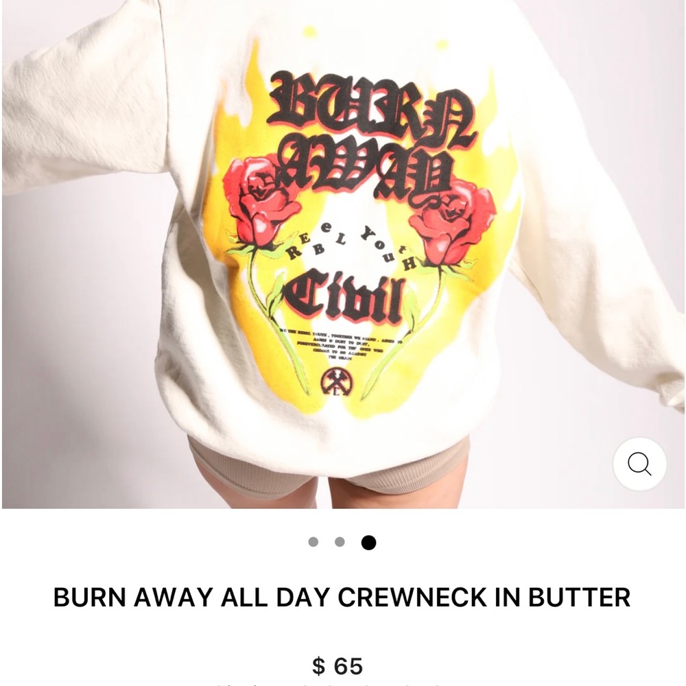 Burn away all day crewneck(NWOT)